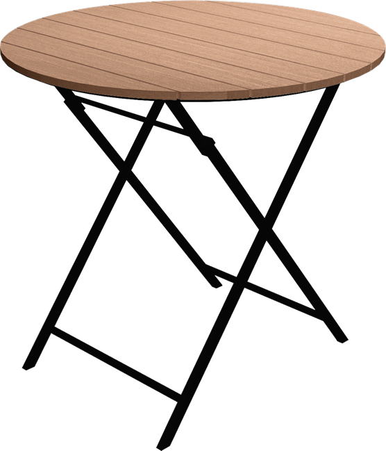 Sorrento Folding Garden Table - Black Frame - Teak - Poly - 80cm Rnd